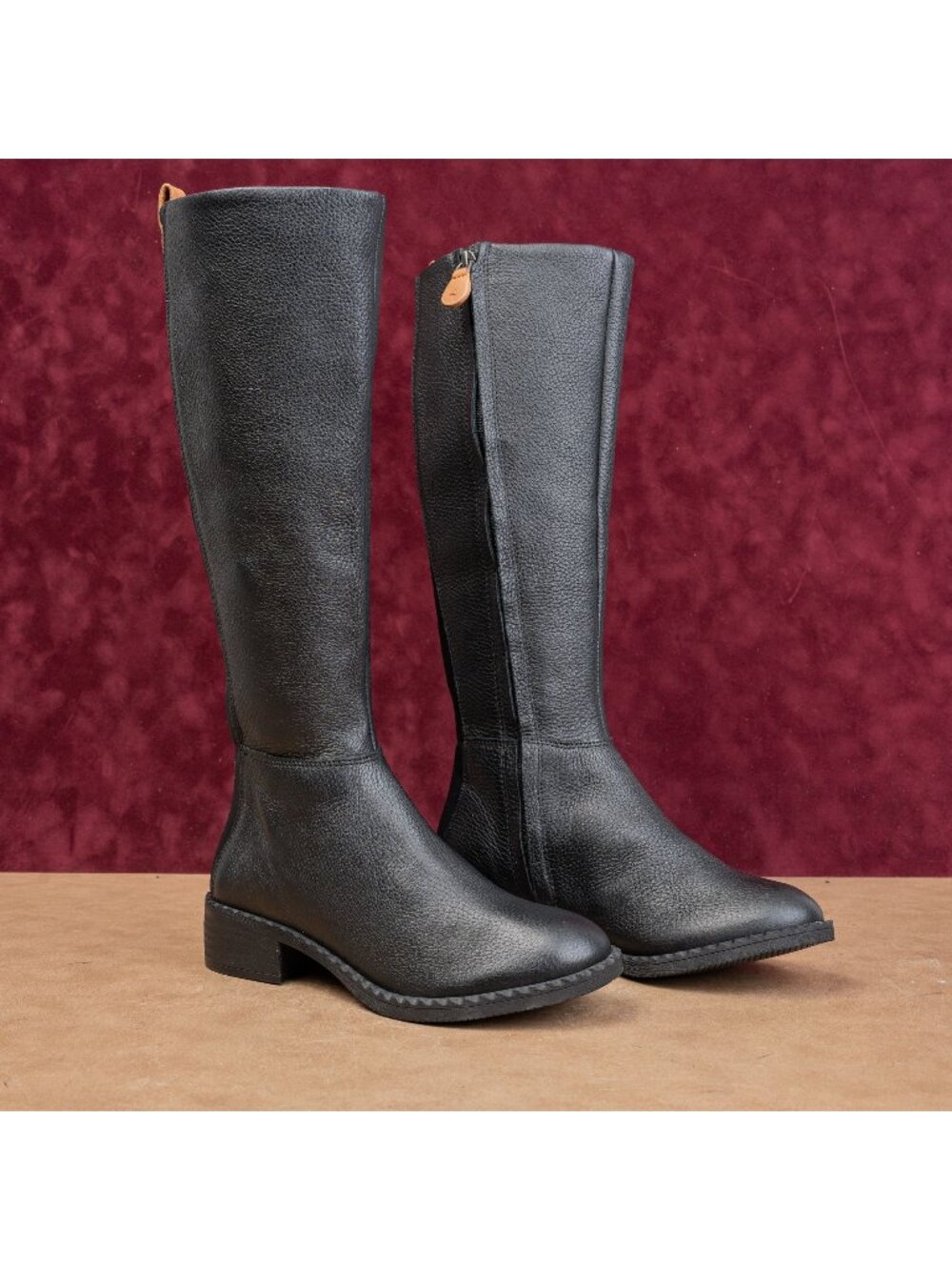 Gentle Soul Women Around Black Leather Classic Riding Zip Tall Boots 6US EUR36